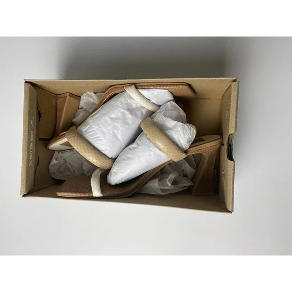 Dolce Vita Novah Slip On Sandal Heels 9.5 Square Open Toe Taupe/brown Pumps - Picture 5 of 6